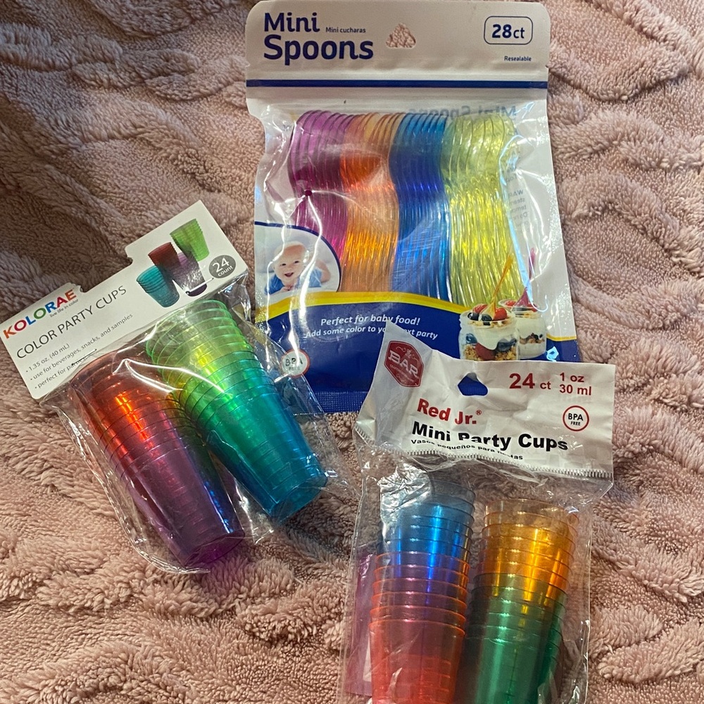 Kolor Vibrant Mini Party Cups and Spoons Set